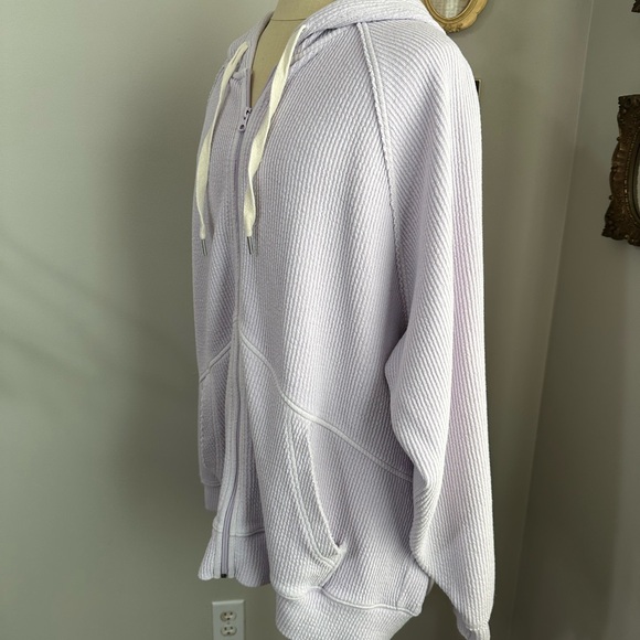 Aerie Wonder Full Zip Textured Light Lavender Hoodie - Picture 2 of 5